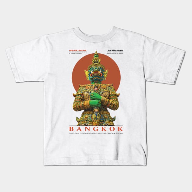 Wat Arun Temple Bangkok Thailand Kids T-Shirt by KewaleeTee